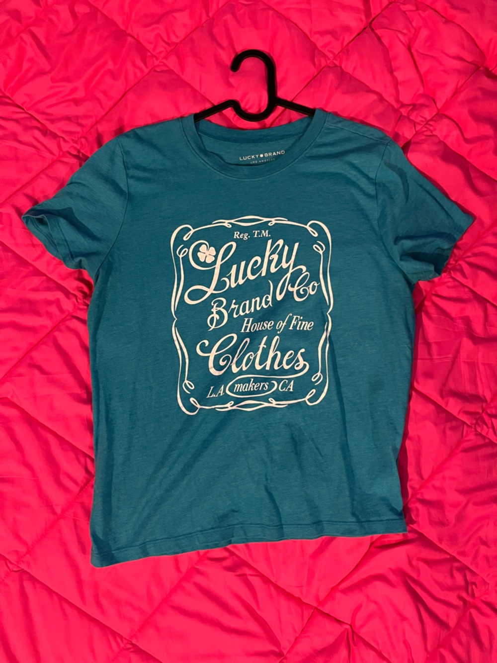 Lucky Brand Teal Short Sleeve Tee with White Logo